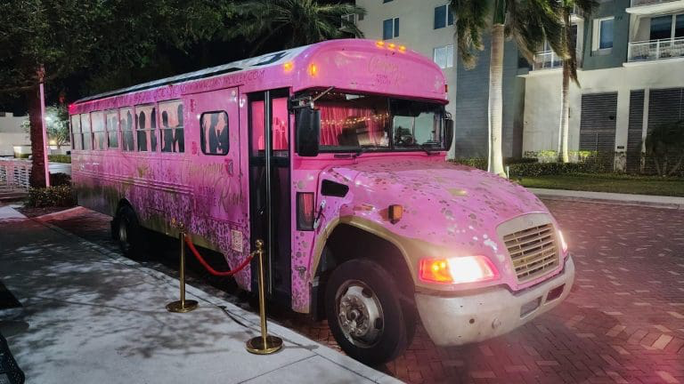 Saturday night bar crawl on the Pink Bus